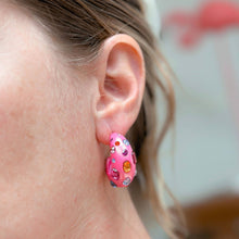 Load image into Gallery viewer, Chunky Rhinestone Bauble Hoop Earrings: Purple