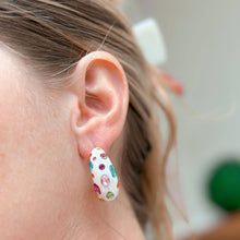 Load image into Gallery viewer, Chunky Rhinestone Bauble Hoop Earrings: Mint