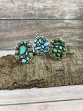 Load image into Gallery viewer, Handmade Sterling Silver Golden Hills, Number 8, Sonoran Mountain Turquoise Adjustable Ring with Signed Nizhoni: Number 8 Turquoise