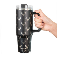 Load image into Gallery viewer, Deer All Over Black Tumbler for Men: Black