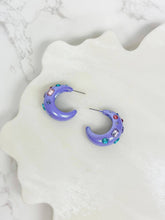 Load image into Gallery viewer, Chunky Rhinestone Bauble Hoop Earrings: White