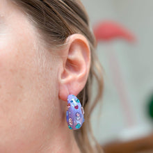 Load image into Gallery viewer, Chunky Rhinestone Bauble Hoop Earrings: Pink