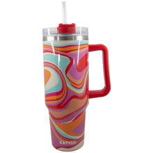 Load image into Gallery viewer, Groovy Swirls Insulated Tumbler Cup w/ Handle: Multicolored
