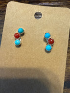 Turquoise and coral Earrings