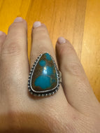 Bessie Skeets Kingman Turquoise Ring (tall triangle)