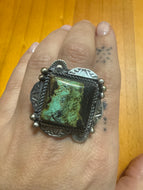 Square Blackjack Turquoise Ring