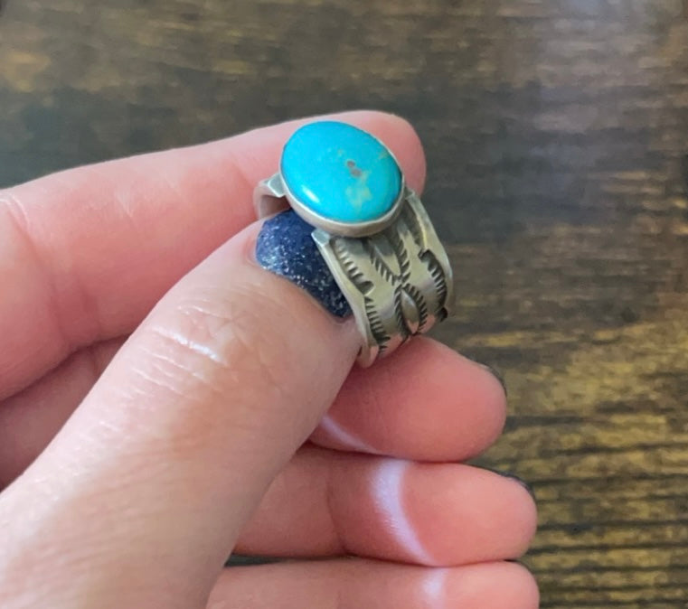 Turquoise on a Cigar Band Ring