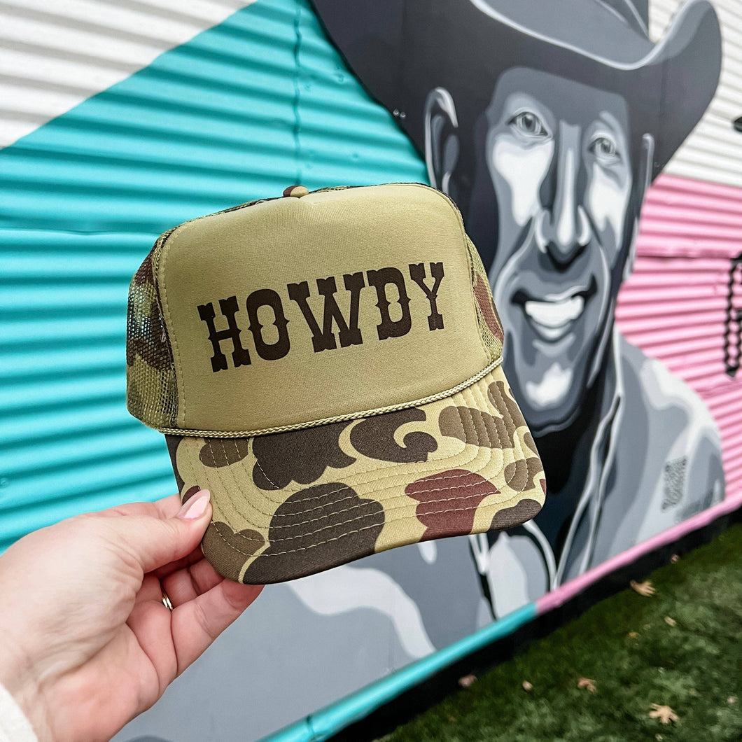 Howdy Trucker Cap (Multiple Color Options): Brown/Cream