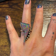Pink Opal Lightning Bolt Ring