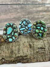 Load image into Gallery viewer, Handmade Sterling Silver Golden Hills, Number 8, Sonoran Mountain Turquoise Adjustable Ring with Signed Nizhoni: Number 8 Turquoise

