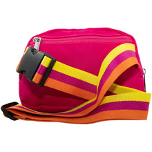 Load image into Gallery viewer, Hot Pink Solid Belt Bag with Striped Strap Gifts for Her: Hot Pink / OS
