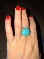 Three sided Kingman turquoise ring, Scott Skeets