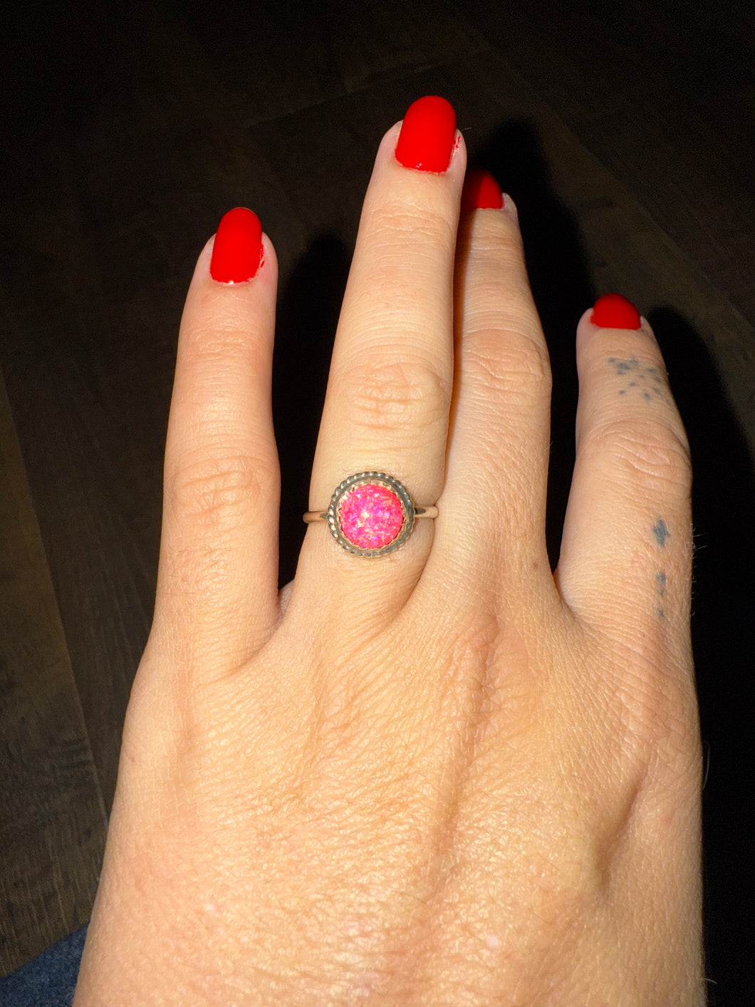 Hot Pink Opal Ring