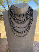 Load image into Gallery viewer, 3mm Sterling Silver Navajo Pearl Style Beaded Necklace: 20 inch
