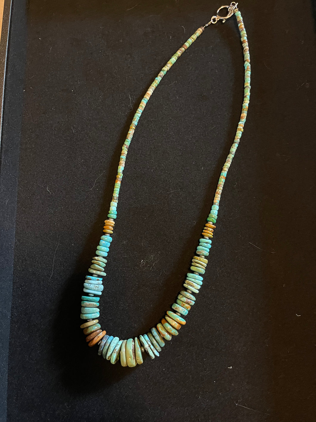 22 Inch Necklace  Graduated Turquoise Necklace  - Tri-color