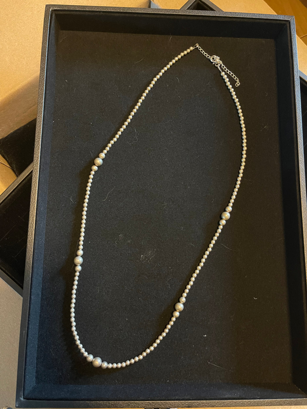 26 Inch Silver beads Necklace graduated
