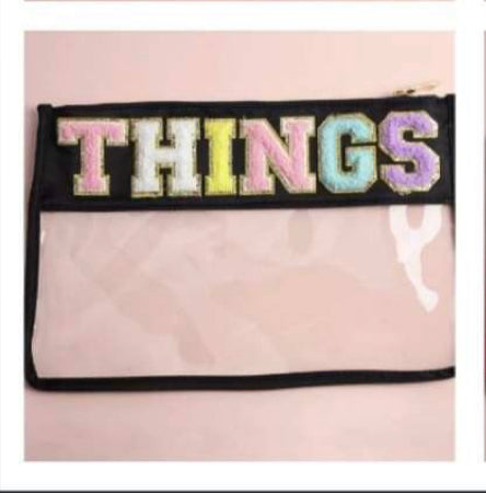 Chenille Letter Clear Pouch - Things